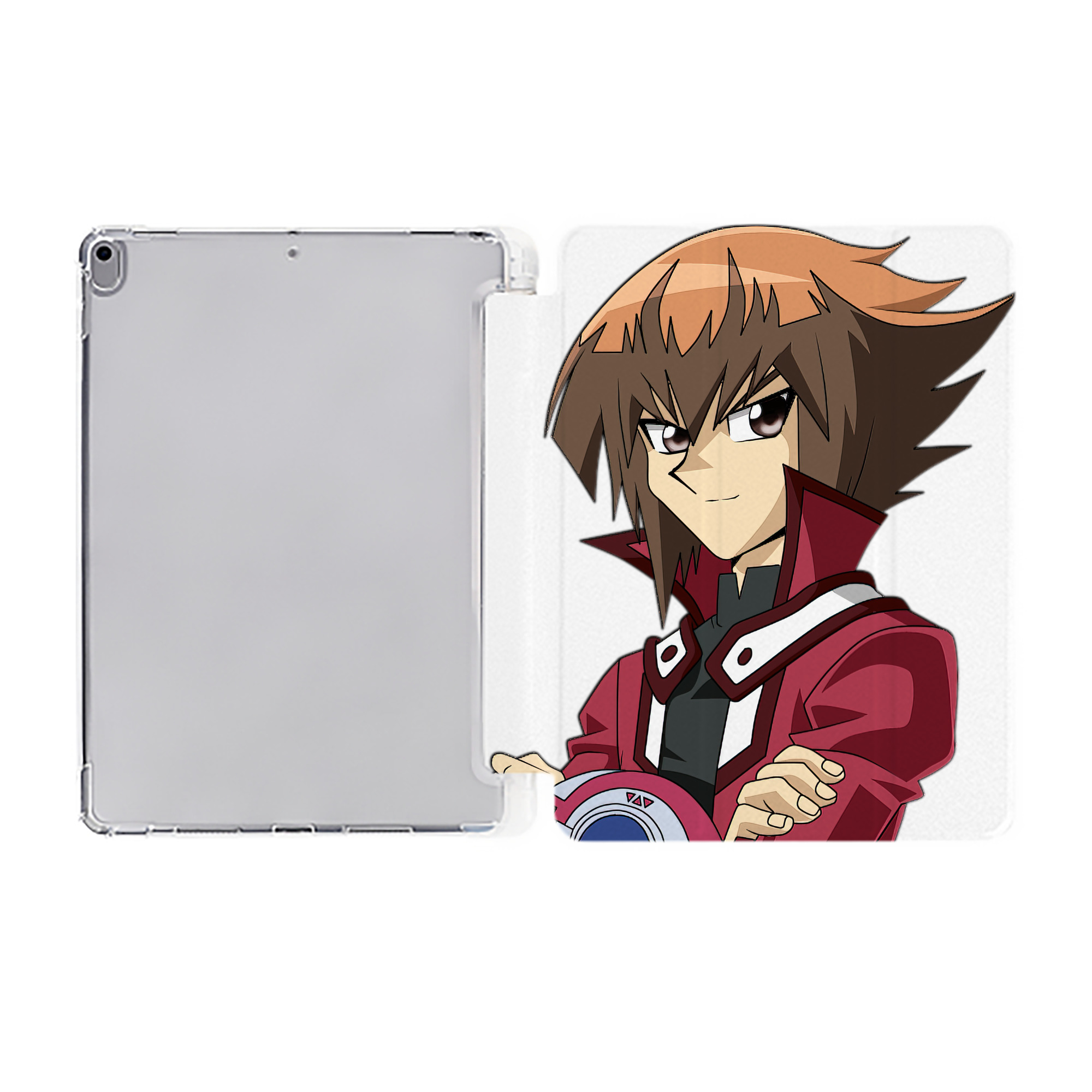 （画像用） 遊☆戯☆王 Yu-Gi-Oh! IPad ケース ペン収納付き 三つ折りスタンド PUレザー×シリコン 対応機種9.5/10.5/10.9インチ